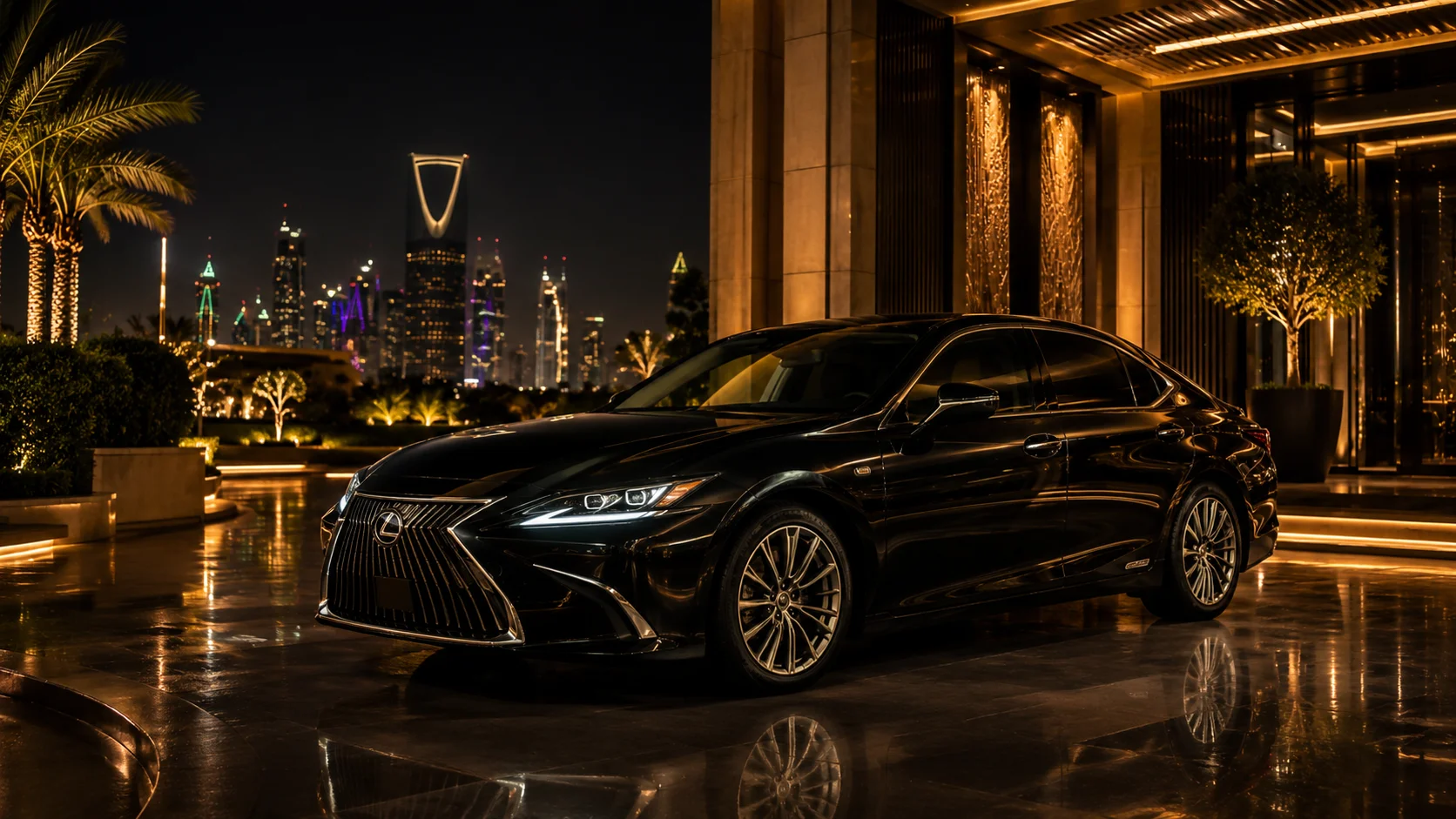 Pristine 2025 Lexus ES 350 gliding through Al-Olaya