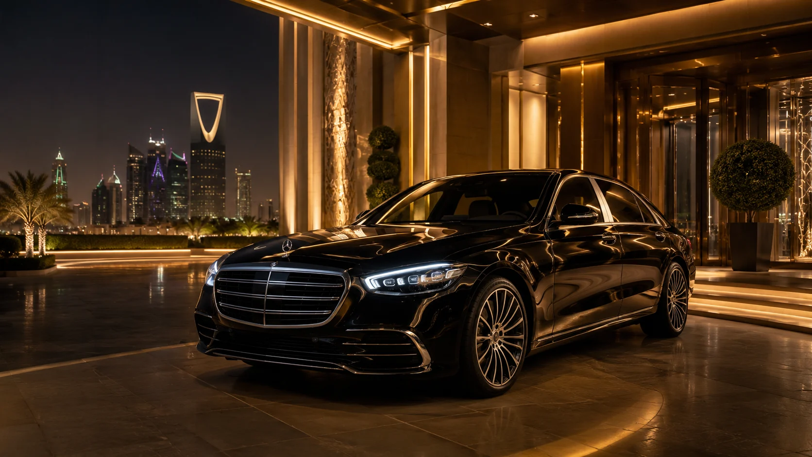 Mercedes S-Class VIP hotel arrival Riyadh