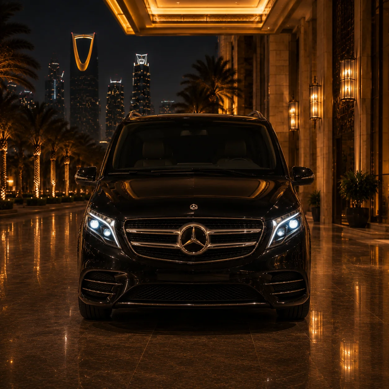 Chauffeur assisting guests into Mercedes Sprinter